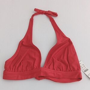 J Crew Women's Red Bikini Halter Tie Back Top BY633 Swimwear New With‎ Tags